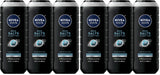 NIVEA MEN Real Madrid Limited Edition Design Active Clean Body Wash with Natural Charcoal for Normal to Oily Skin, 3-in-1 Charcoal Body Wash, Face and Hair