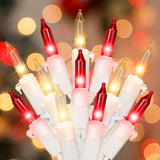 Hopolon Clear Christmas Lights Set,2Pack 50Count 13Feet Incandescent Bulb Mini String Lights with White Wire for Indoor Christmas Tree Garland Birthday Wedding Party Festival Decoration,Warm White