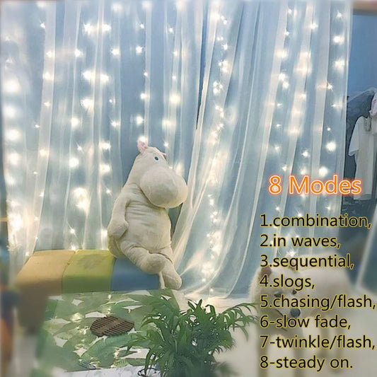 YEOLEH_String_Lights_Curtain,USB_Powered_Fairy_Lights_for_Bedroom_Wall_Party,8_Modes_&_IP64_Waterproof_Ideal_for_Outdoor_Wedding_Decor_