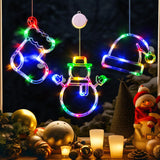 LOLStar Christmas Window Decorations,3 Pack Jingling Bell,Christmas Tree,Snowflake Christmas Window Lights with Suction Cup, Timer Function & Slow Fade Mode Battery Operated Indoor Lights