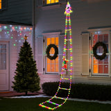 Christmas Ladder Lights with Santa Claus, 248 LED Rope Ladder Light, 8 Lighting Modes & 6H Timer, Waterproof Xmas Decorations Light for Indoor Outdoor, Yard, Porch, Wall, Christmas Tree Decor