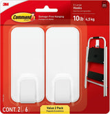 Command 10 lb XL Heavyweight Hook, 2 Wall Hooks and 6 Strips, Damage-Free Hanging with Adhesive, Heavy Duty Hanging Great for Organization and Storage