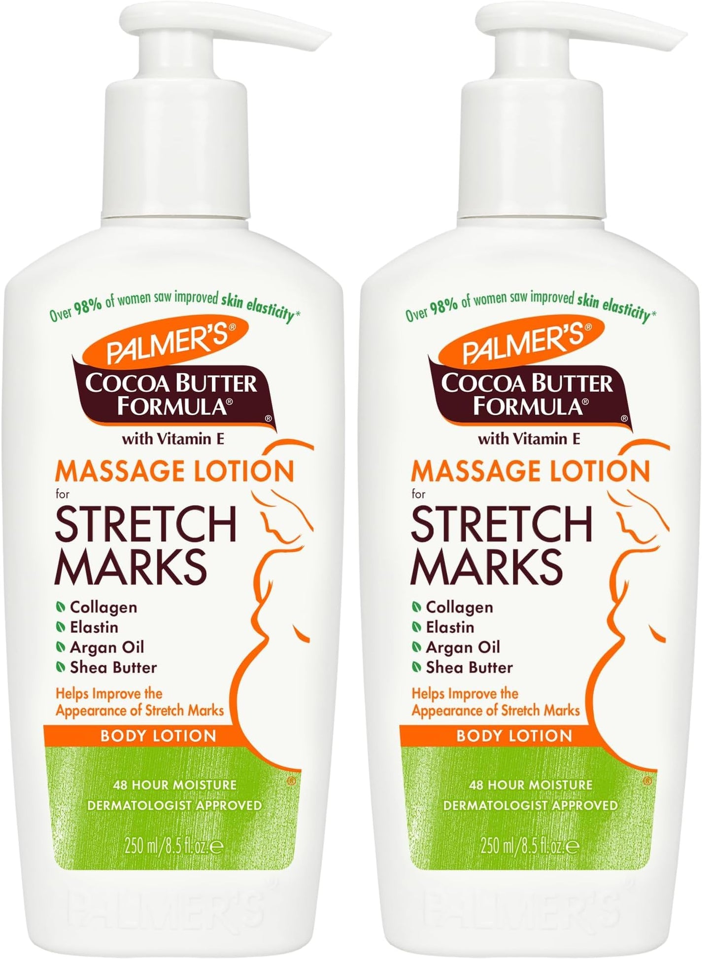 Palmer's Cocoa Butter Formula Massage Lotion with Collagen and Elastin | For Stretch Marks | Pregnancy Skin Care | With Argan Oil and Shea Butter | 8.5 oz Pack of 2