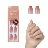 KISS imPRESS No Glue Mani Press On Nails, Bare but Better, Medium Pink, Medium Size, Almond Shape, Includes 30 Nails, Prep Pad, Instructions Sheet, 1 Manicure Stick, 1 Mini File