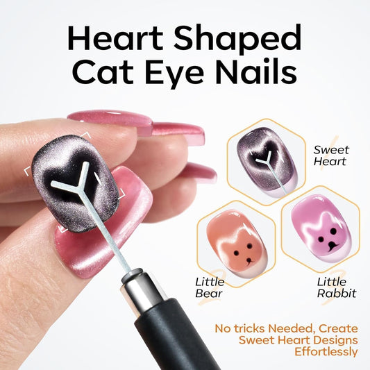 modelones_Cat_Eye_Magnet_Set,_15PCS_French_Cateye_Gel_Nail_Polish_Magnet_Nail_Art_Tools_Set_Heart_Magnet_for_Cat_Eye_Magnet_Square_Round_Magnet_Stick_Diverse_Glassy_Cateye_Effect_for_Women