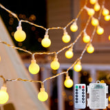 Minetom Battery Operated String Lights, LED Globe Fairy Lights with Remote, Waterproof Twinkle Lights for Indoor Outdoor Bedroom Classroom Dorm Camping Canopy Wedding Xmas Decor, Warm White