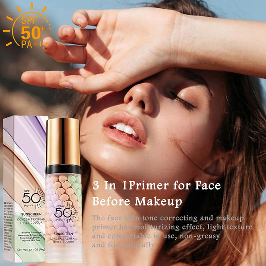 3_In_1_Primer_for_Face_Before_Makeup,_Sunscreen_Isolation_Cream_Face_Tinted_Moisturizer,_SPF_50,One_Step_Color_Corrector,_Makeup_Primer_Oil_Control_&_Concealer_Skin_Tone_Correcting,Mothers_Day_Gifts