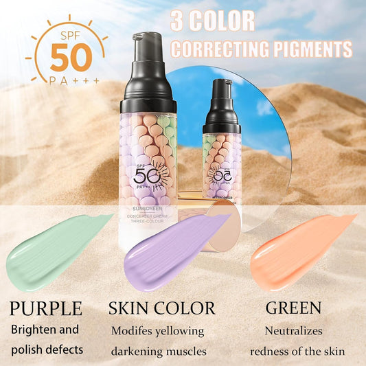 3_In_1Primer_for_Face_Before_Makeup,Sunscreen_Isolation_Cream,_SPF_50,_One_Step_Color_Corrector_Face_Primer,_Blurs_Imperfections_Oil_Control_&_Moisturizing_Skin_Tone_Correcting,Radiance_Skin