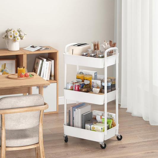 Sywhitta_3-Tier_Plastic_Rolling_Utility_Cart_with_Handle,_Multi-Functional_Storage_Trolley_for_Office,_Living_Room,_Kitchen,_Movable_Storage_Organizer_with_Wheels,_White