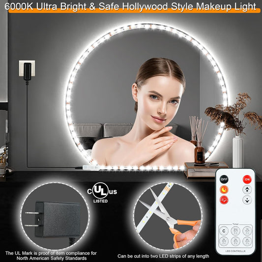 LED_Vanity_Mirror_Lights_for_Makeup_Dressing_Table_Vanity_Set_13ft_Flexible_LED_Light_Strip_Kit_6000K_Daylight_White_with_Dimmer_and_Power_Supply,_DIY_Mirror,_Mirror_not_Included