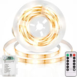 echosari Strip Lights Battery Operated, 3.3FT Tape Light with Self-Adhesive Timer Dimmable Cuttable Remote Control for Indoor Stairs Cabinets Shelves TV Home Decor (Warm White/Cool White)