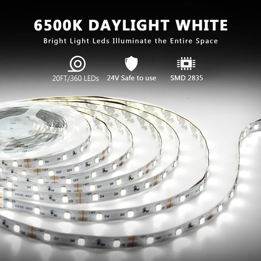dalattin_White/Warm_White_LED_Strip_Lights,_16.4FT/20FT/40FT/50FT_Dimmable_Super_Bright_24V_Led_Tape_Light_6500K_360_LEDs_Lights_for_Bedrooms,_Mirror,_Kitchen,_Home_Decoration