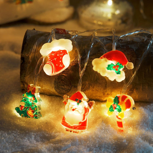 LOLStar_Christmas_Fairy_String_Lights,_20_LED_Xmas_Warm_White_Lights_Hanging_Decors_with_Santa_Claus_Wreath_Tree_Snowman_Candy_Cane_Hat_Stockings_Battery_Operated_Indoor_Window_Lights_for_Party_Home