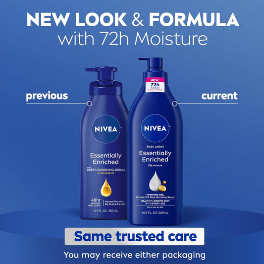 NIVEA_Essentially_Enriched_Body_Lotion_for_Very_Dry_Skin_with_Hyaluronic_Acid,_Almond_Oil_and_Deep_Nourishing_Serum,_72-Hour_Body_Moisturizer,_16.9_Fl_Oz_Pump_Bottle