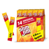 Slim Jim Snack Sized Original Smoked Snack Stick, Easy, On-the-Go School, Work and Travel Snacks, 0.28 OZ Meat Snacks, 14 Count