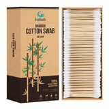 Double Tips Bamboo Cotton Swabs - FSC Certified | PETA approved bamboo cotton swabs. Plastic free, eco friendly, 100% biodegradable organic cotton. Double tipped design.