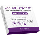 Clean Skin Club Healthy Aging Clean Towels® XL, Travel Pack, Smooths Fine Lines Wrinkles & Texture, Disposable Face Towels, Anti-Aging Dry Wipes, TSA-Approved Travel Essential, 10 Ct