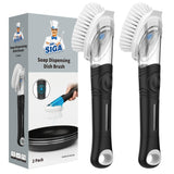 MR.SIGA Soap Dispensing Dish Brush, Kitchen Brush for Pot Pan Sink Cleaning, Black