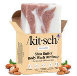 Kitsch Shea Butter Exfoliating Body Wash Bar Soap – Super Hydrating with Plant-Based Exfoliating Body Scrub – Moisturizing Skin Care – Paraben, Silicone & Sulfate-Free, Vegan – Made in USA, 4 oz