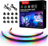 NEON RGB/ARGB PC LED Strip Light Kit, 2x15.7inch Magnetic LED Strips with 12 Strong Magnets, Compatible with 5V 3-Pin Addressable (WS2812) and 12V 4-Pin RGB Headers, Sync with Aura SYNC, Gigabyte RGB Fusion, MSI Mystic Light, ASRock Polychrome RGB