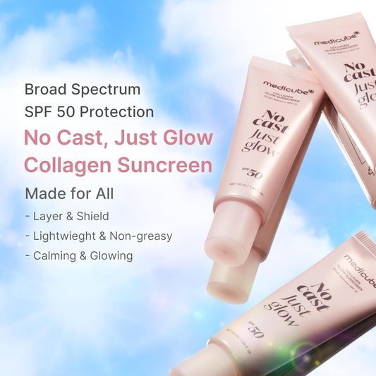 medicube_No_Cast_Just_Glow_Collagen_Sunscreen_|_SPF_50_Broad_Spectrum_Face_Sunscreen_|_Lightweight,_Non-Sticky,_Hydrating_Formula_|_Peptide,_Cica_for_Soothing_&_Glow_|_Korean_Skincare