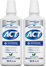 ACT Whitening + Anticavity Fluoride Mouthwash 16.9 fl. oz. With Zero Alcohol, Dye Free, Gentle Mint