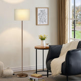 Modern Floor Lamp Simple Design with White Shade, Foot Pedal Switch, 60" Small Tall Lamps for Living Room Bedroom Office Dining Room Kitchen, Black Pole Lamp