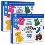 Miss Mouth's Messy Eater Laundry Detergent Sheets - Travel Friendly Detergent Sheets - Hypoallergenic, Sensitive Skin Safe, Pediatrician and Dermatologist Tested, Fragrance Free