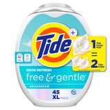 Tide PODS Free and Gentle Odor Refresh Laundry Detergent Packs, Hypoallergenic Laundry Detergent Pods