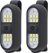 2 Pack Clip on Flashlights, Running Light for Runners Rechargeable Safety Lights for Walking at Night Hands Free Flashlight Portable LED Work Light Warning Flashing Camping Hiking Walking Dog Black