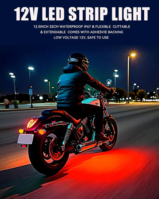 Keiurot_12V_Led_Light_Strip_32CM_Waterproof_LEDs_Light_Strips_for_Cars_Motorcycles_Golf_Cart_Interior_&_Exterior_Marine_Boat_Red/Blue/Green/ICE_Blue/White/Pink/Amber__Led_Strip_Lights_5050_18SMD,Pack_of_4