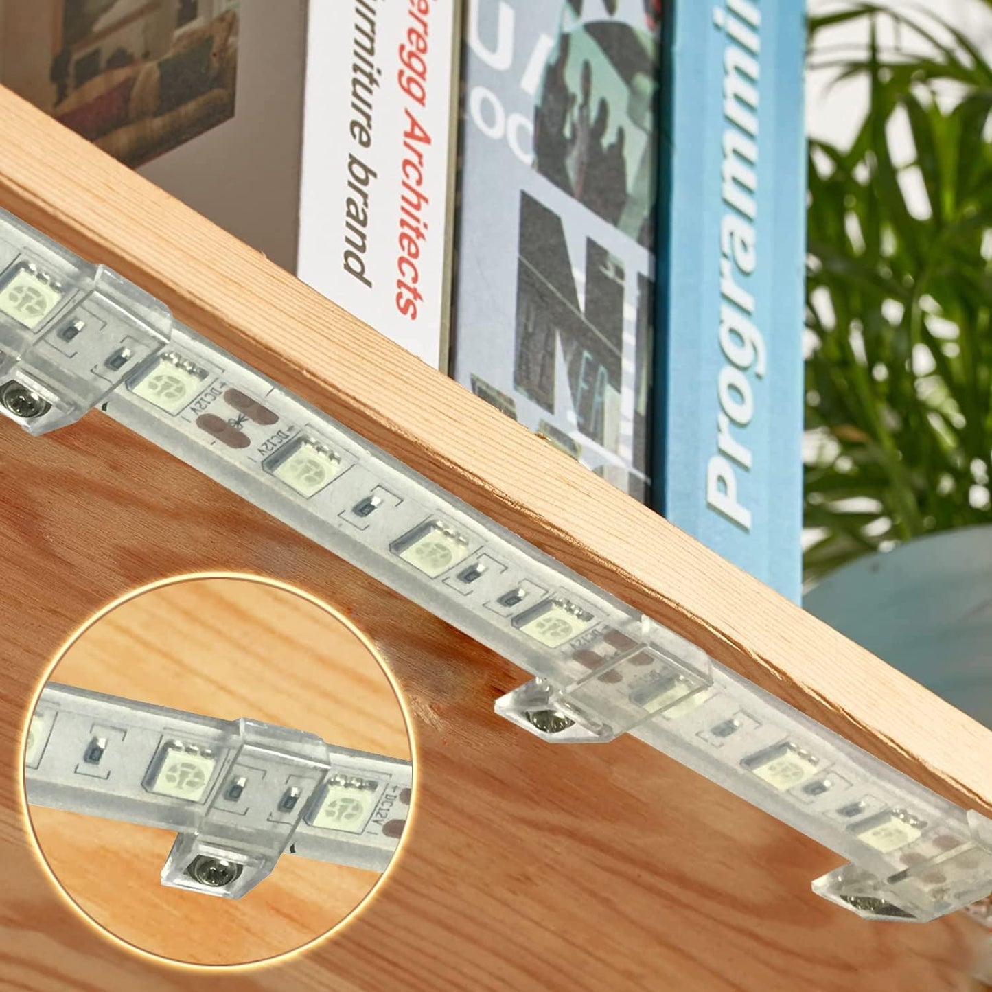ATB-_100PACK_Outdoor_LED_Strip_Light_Mounting_Bracket_Fixing_Clips,One_Side_Clips_with_102_Pieces_Screws,Ideal_for_10_mm_and_12mm_Width_Silicone_Tube_IP67_Waterproof_Strip,_Clear