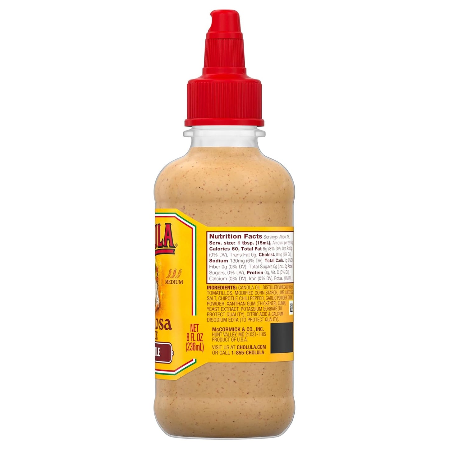 Cholula_Cremosa_Sauce,_Chipotle,_Medium_Heat,_Creamy,_Smoky,_Squeezable_Topping_For_Elotes,_Tacos,_Soup,_Tostadas,_Nachos_and_More,_8_fl_oz