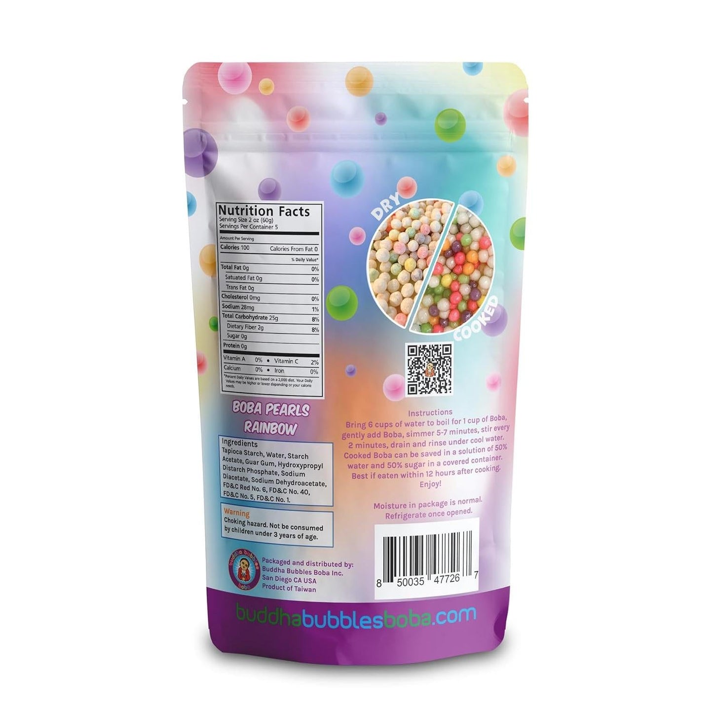 RAINBOW_BOBA_Tea_Real_Tapioca_Pearls_Ready_in_5_Minutes_by_Buddha_Bubbles_Boba_(10_Ounce)