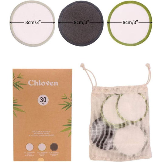 Chloven_30_Pack_Reusable_Makeup_Remover_Pads_-_Bamboo_Cotton_Rounds_for_Toner,_Washable,_Eco-Friendly_for_All_Skin_Types_with_Cotton_Laundry_Bag_Organic_Charcoal_Cosmetic
