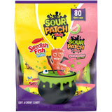 SOUR PATCH KIDS and SWEDISH FISH Mini Soft & Chewy Halloween Candy Variety Pack, Bulk Candy, 80 Trick or Treat Bags