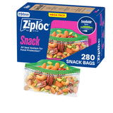 Ziploc Snack Bags with EasyGuide Texture, Small Plastic Storage Bags with Grip 'N Seal Technology, 280 Bags Total