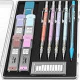 Mechanical Pencil Set with Leads and Eraser Refills, 5 Sizes - 0.3, 0.5, 0.7, 0.9 and 2 Mm, for Drafting, Drawing and Sketching