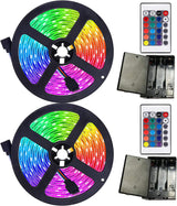 111111 Battery Powered Led Strip Lights,2 Pack 6.56ft Strip Lights Battery Operated Led Strip Kit,24-Keys Remote Controlled,DIY Indoor and Outdoor Decoration