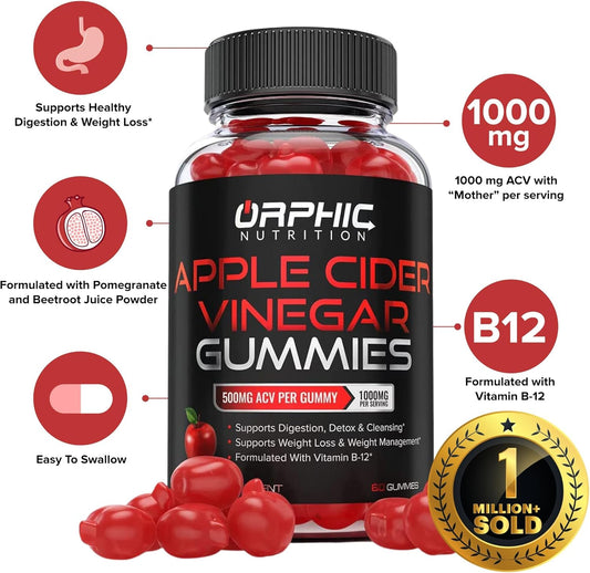 ORPHIC_NUTRITION_Apple_Cider_Vinegar_Gummies_with_Mother_-_1000_mg_-_Supplement_Formulated_to_Support_Weight_Loss_Efforts_&_Gut_Health*_-_Supports_Digestion,_Detox_&_Cleansing*_-_ACV_W/_B12_(60_pcs)