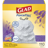 Glad ForceFlex Tall Kitchen Trash Bags, 13 Gal, Gain Lavender with Febreze