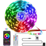 LED Lights for Bedroom, RGB LED Strip Lights with 44 Keys IR Remote, Smart LED Light Strip with Adhesive Backing Adjustable Brightness App Control for Bedroom Party Decoration