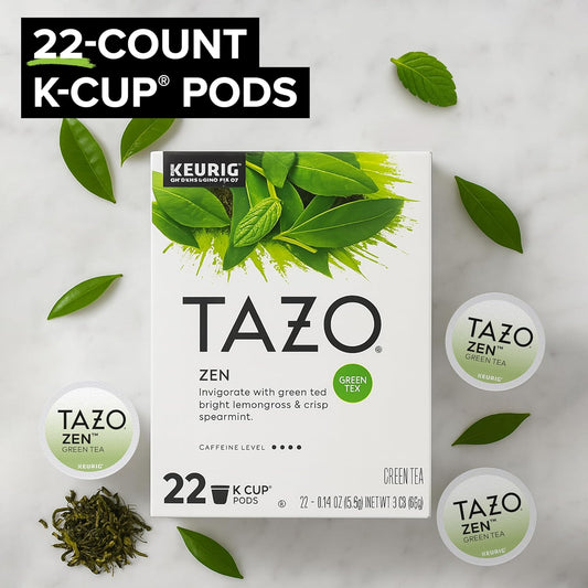 TAZO_Organic_Zen_Green_Tea_K-Cups,_Caffeine_Free_Tea_with_Refreshing_Lemongrass_&_Spearmint,_22_Pods