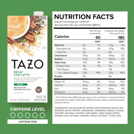 TAZO_Decaf_Chai_Latte,_Black_Tea_Concentrate,_Easy-to-Serve_Chai_Tea_for_Everyday_Lattes,_Hot_or_Iced_Tea_and_Mocktails,_32_oz_Tea_Mix_Carton