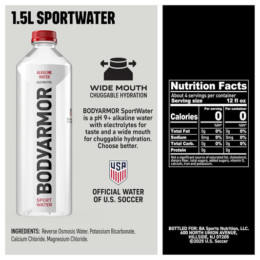 BODYARMOR_SportWater_Alkaline_Water,_Superior_Hydration,_High_Alkaline_Water_pH_9+,_Electrolytes,_Perfect_for_your_Active_Lifestyle,_1.5_Liter_(Pack_of_12)