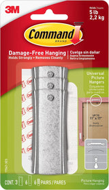 Command 5 lb Universal Picture Hanger, 3 Frame Hangers, 6 Command Strips and 6 Frame Stabilizer Strips for Sawtooth, D-Ring, Wire, Keyhole and Other Frames, Damage-Free Christmas Decorations