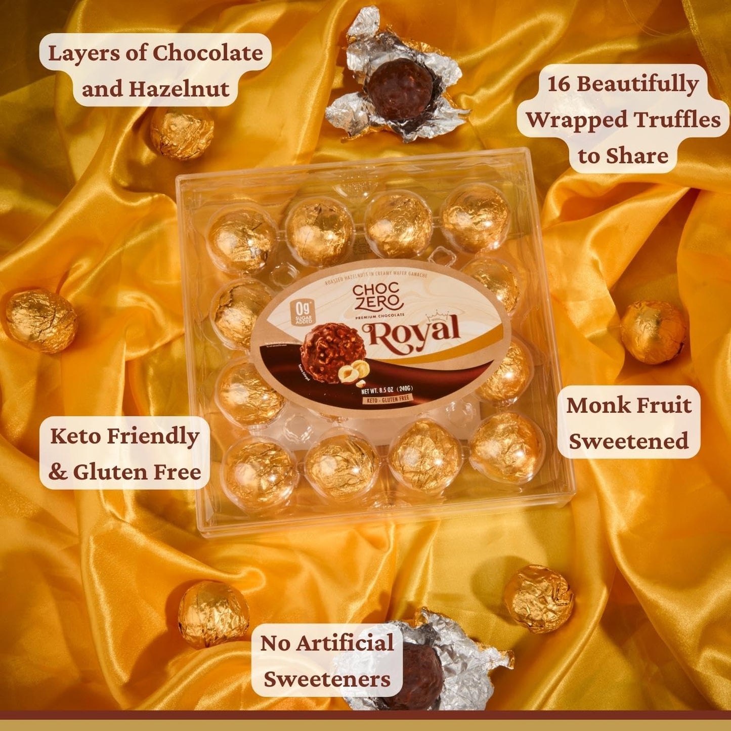 ChocZero_Milk_Chocolate_Hazelnut_Truffles,_Zero_Added_Sugar,_Gluten_Free,_Keto_Holiday_Gift,_High_Fiber,_16_Individually_Wrapped_Pieces,_8.5_Ounce_(Pack_of_1)