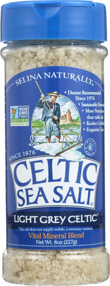 Celtic Sea Salt, Light Grey Grinder, 3 oz White