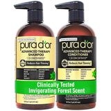 PURA D'OR Advanced Therapy Biotin Shampoo & Hair Regrowth Conditioner Set For Hair Thinning, CLINICALLY TESTED Effective Thickening Results, For Women & Men, Invigorating Forest Scent, 16oz x2