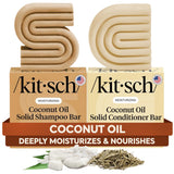 Kitsch Coconut Oil Shampoo and Conditioner Set – Deep Moisturizing Shampoo and Conditioner Bar for Dry Damaged Hair – Hydrating Solid Bars for Curly, Coily & Color Treated Hair – Made in USA
